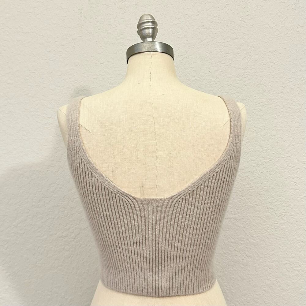J.CREW Cropped Sweater Tank Tan Cashmere Blend Pullover Ribbed Knit - Picture 2 of 11